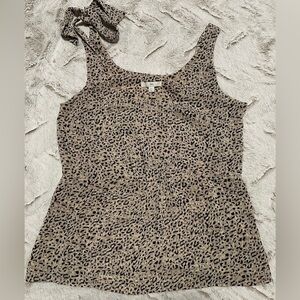 GAP Animal Print Top with One Bow Tie Shoulder